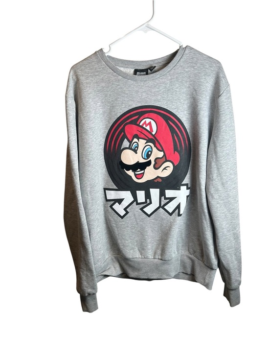 Nintendo Other - Nintendo Super Mario Crewneck Sweatshirt 2XL Grey Japanese Katakana Graphic 2018